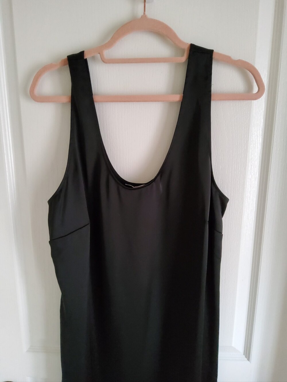 H&M Black Sleeveless Satin Midi Dress – Size L – Scoop Neck